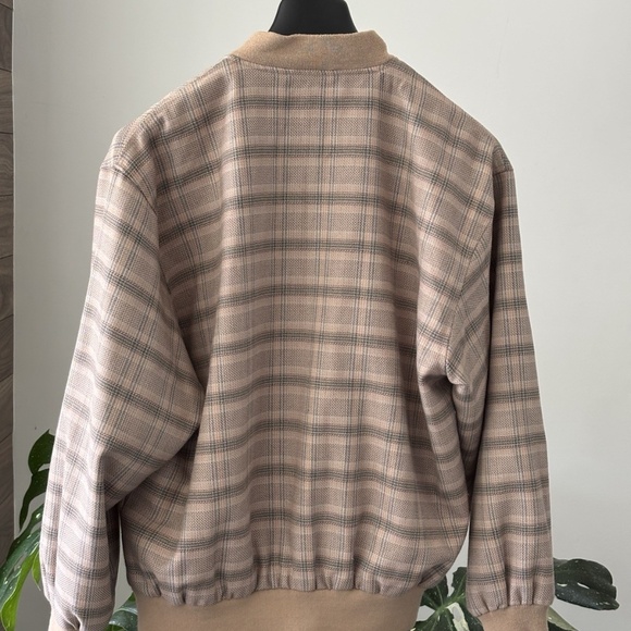 Valentino Jacket Bomber Beige Plaid Wool *VINTAGE* Logo V 100% Authentic - Picture 11 of 15